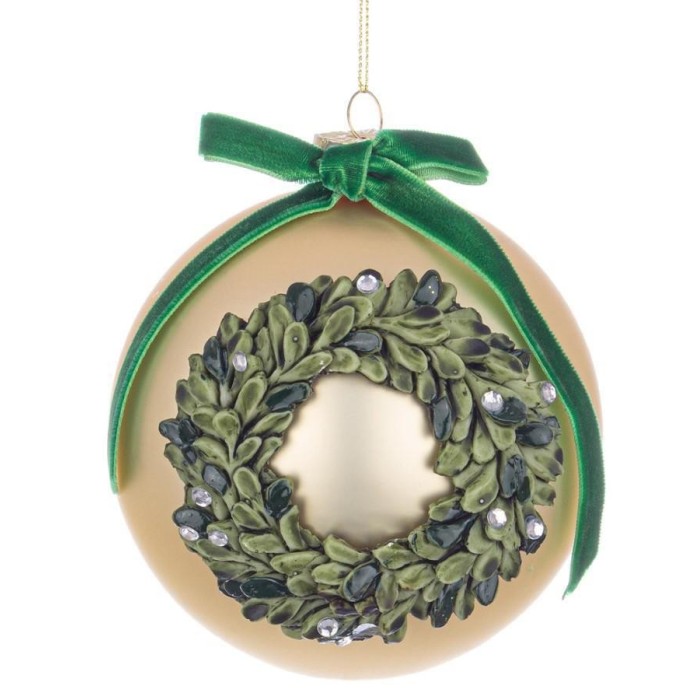 SFERA VETRO CORONA ORO D10